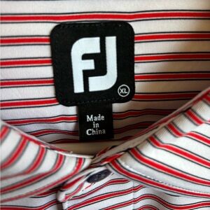 FootJoy Red and White Striped Casual Button Down Shirt